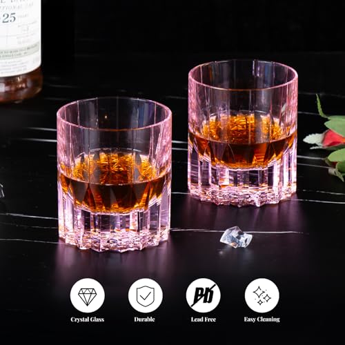 Crystal Whiskey Glasses Set of 2 Hand Blown Old Fashioned Glasses