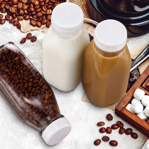 10 Pack 16 oz Glass Milk Bottles with Lids (10 Count)