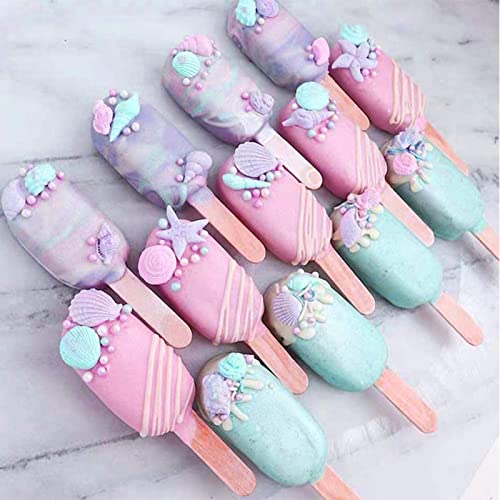 Mermaid Theme Cake Fondant Mold 3pcs Seahorse Seashell Starfish Mermaid Tail Under the Sea Silicone Baking Mold for Chocolate Candy Cake Decoration Polymer Clay Gum Paste Craft