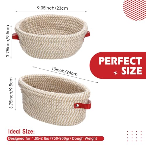 6 Set Cotton Rope Banneton Bread Proofing Basket with Cloth Liner and Plastic Scraper Banneton Dough Sourdough Proofing Bowls Kit for Home Sourdough Bakers (6 Count)