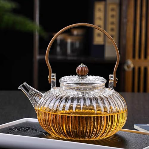 Glass Teapot with Infuser Clear Glass Tea Kettle 30 oz Tea Pot for Stove Top