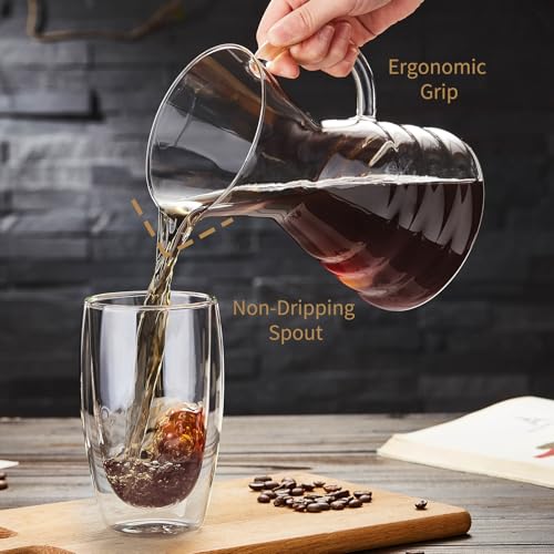 Pour Over Coffee Maker with Permanent Stainless Filter 40 fl oz (40 Fl Oz)