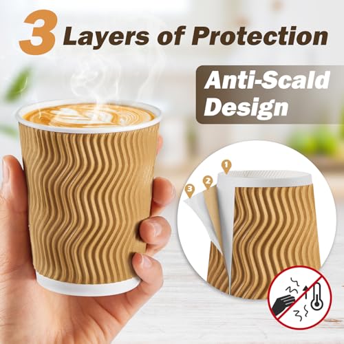 90 Pack 8 oz Disposable Coffee Cups with Lids and Straws (90 Count)
