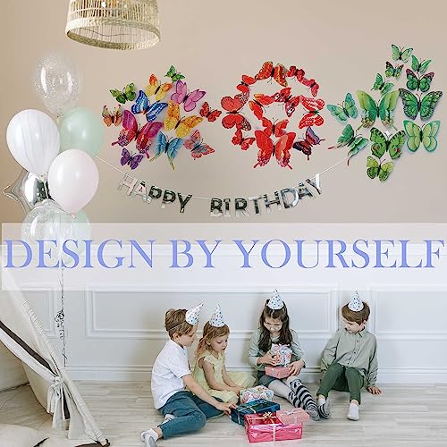 3D Butterfly Wall Decor Butterfly Decorations Stickers with Magnets (24 Count)