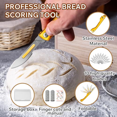 2pcs Folding Bread Lame Dough Scoring Tool with 40 Razor Blades