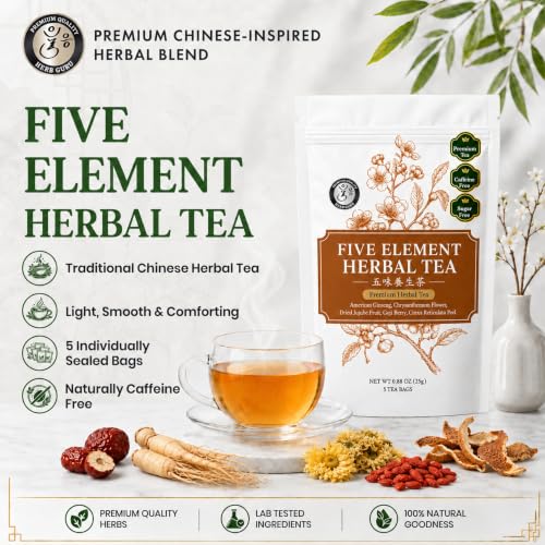 Five Element Herbal Tea Bags With American Ginseng