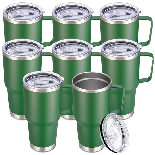 30 oz Stainless Steel Tumblers Bulk with Handle and Lid (8 Count)