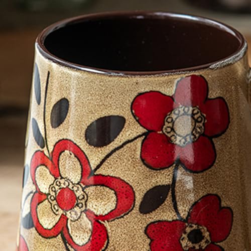 24 oz Extra Large Ceramic Coffee Mug Vintage Floral Cup with Handle