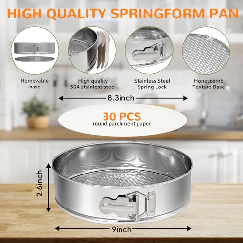 9 Inch 304 Stainless Steel Springform Pan with Removable Bottom
