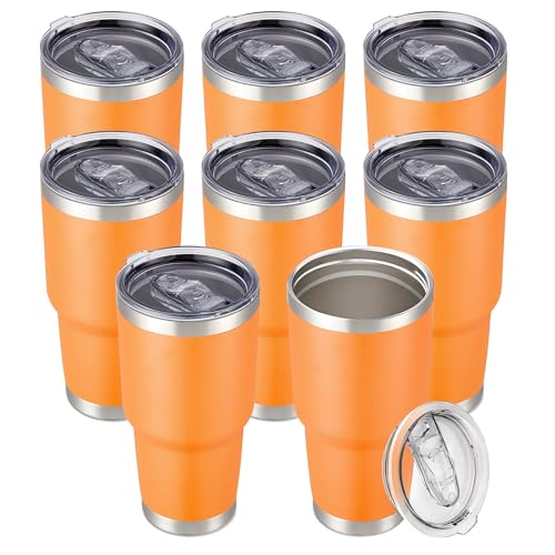 30 oz Tumbler with Lid Stainless Steel Tumblers Bulk (8 Count)