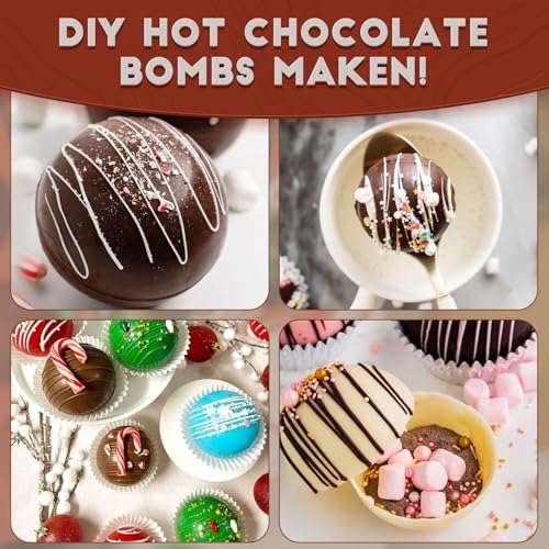 Hemisphere Silicone Molds 4 Size Set for Hot Cocoa Chocolate Bombs Valentines Semi Ball Making Kit Cake Decor Mould