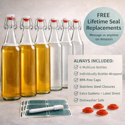 Clear Swing Top Glass Bottles (6 Count)