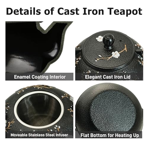 27oz Small Cast Iron Tea Pot for Stovetop