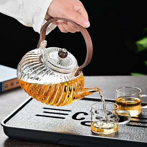 Glass Teapot with Infuser Clear Glass Tea Kettle 30 oz Tea Pot for Stove Top