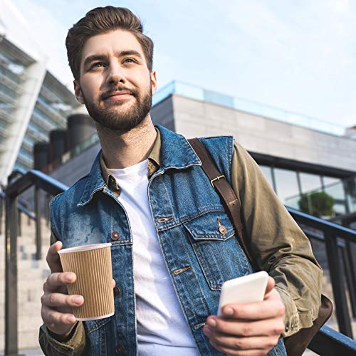 150 4 oz Ripple Kraft Paper Cups Brown Hot Cold Cups 3 Layer Rippled Small Insulated Disposable Coffee Cups Perfect for Cappuccino Hot Cocoa or Iced Drinks (150 Count)