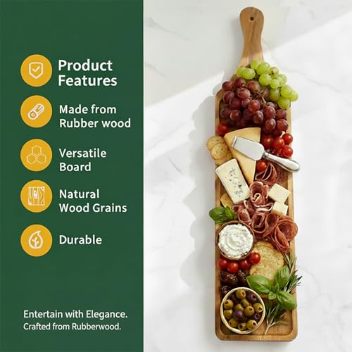 Long Wooden Serving Board with Handle