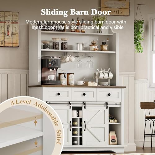 63 Inch Tall Coffee Bar Cabinet with 3