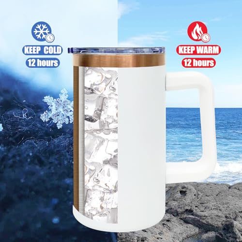 22oz Insulated Coffee Mug Bulk with Handle and Lid White (4 Count)