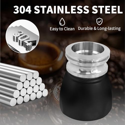 4-6-Cup Moka Pot Tamper, 304 SS Dosing Funnel & Distributor, Silver