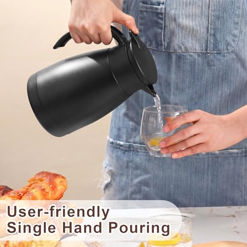 2 Pcs Thermal Coffee Carafe Insulated Stainless Steel Coffee Carafe for Hot Liquid Vacuum Thermal Pot Creamer Pitcher Dispenser with Brushes Keeping Hot Water Milk (2 Count)