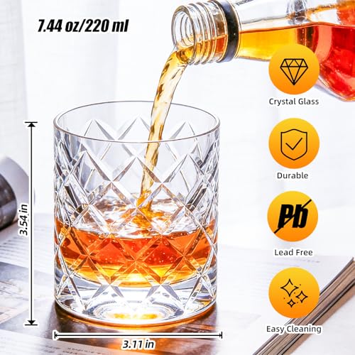 Crystal Whiskey Glasses Set of 2 Hand Blown Old Fashioned Glasses (2 Count)