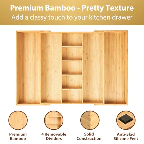 Extra Large Expandable Kitchen Drawer Organizer for Utensil and Junk