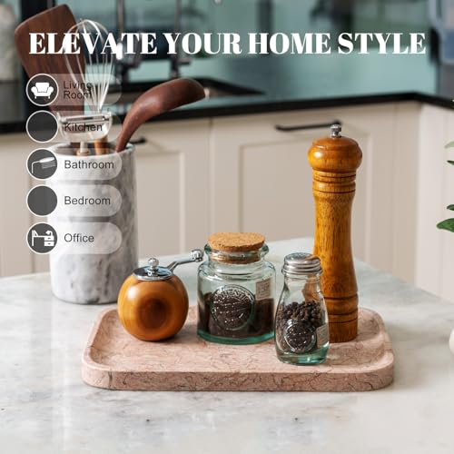 Marble Tray 12"x8" Natural Marble Vanity Tray for Countertop Bathroom Kitchen Dresser