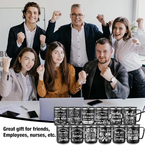 12 Pcs Employee Appreciation Gifts Bulk 17 oz Travel Coffee Mug with Lid Handle for Women Thank You Gifts Stainless Steel Tumblers Insulated Mug for Coworker Teacher (12 Count)
