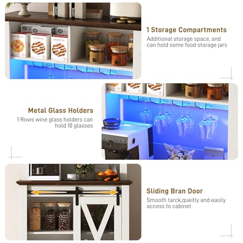 31.5"Wide Farmhouse Coffee Bar Cabinet with LED Light
