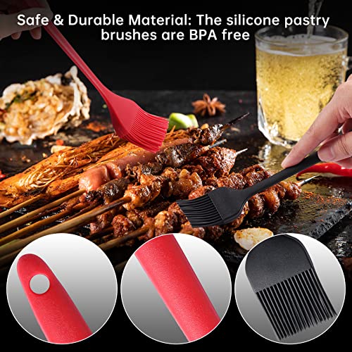 4 Pack Silicone Basting Pastry Brushes with 2 Wood Handle Culinary Oil Brushes