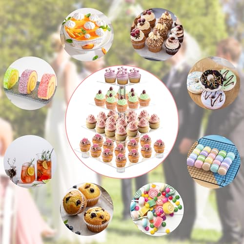 4 Tier Acrylic Cupcake Stand with Base