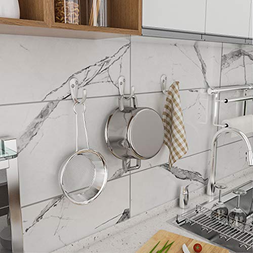 15PCS Coat Hooks Wall Mounted Silvery Single Prong Robe Hook (15 Count)