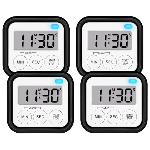 Timer Kitchen Timers for Cooking Classroom Timer for Kids Teachers Magnetic Digital Timers 4 Pack (4 Count)