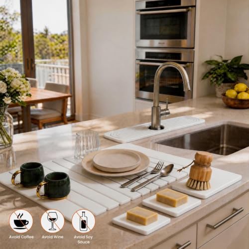 6 Pack Large Stone Dish Drying Mat for Kitchen Counter 23”x15” (6 Count)
