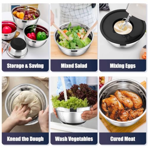 Stainless Steel Mixing Bowls with Lids Set (13 Count)