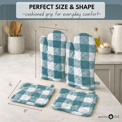 Buffalo Plaid Check Oven Mitts and Pot Holders Set of 4 (4 Count)