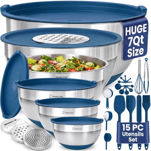 6Pc Stainless Steel Mixing Bowls with Lids Set