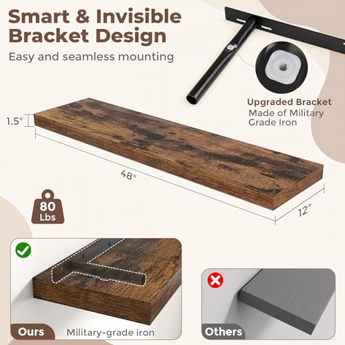 12 Inch Deep Floating Shelves (2 Count)