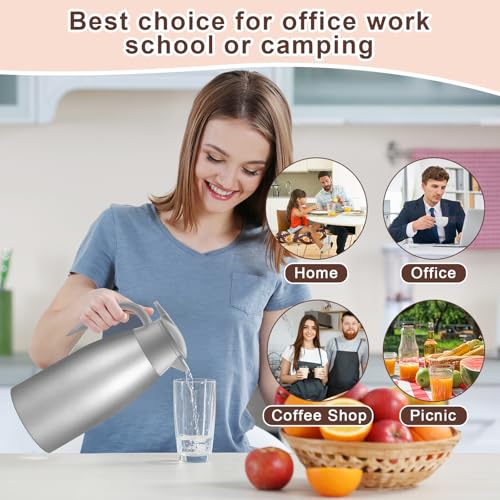 2 Pcs Thermal Coffee Carafe Insulated Stainless Steel Coffee Carafe for Hot Liquid Vacuum Thermal Pot Creamer Pitcher Dispenser with Brushes Keeping Hot Water Milk (2 Count)