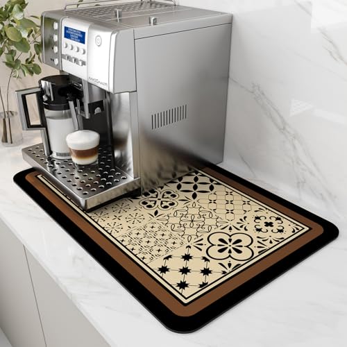 Coffee Mat Hide Stain Rubber Backed Absorbent Dish Drying Mat for Kitchen Counter