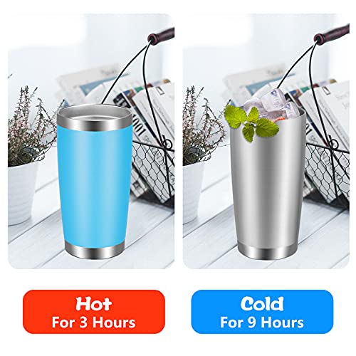20oz Tumbler with Lid and Straw Stainless Steel Tumbler Cup Bulk Vacuum Insulated Double Wall Travel Coffee Mug Powder Coated Coffee Cup (6 Count)