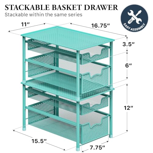 Stackable 2 Tier Sliding Basket Drawer