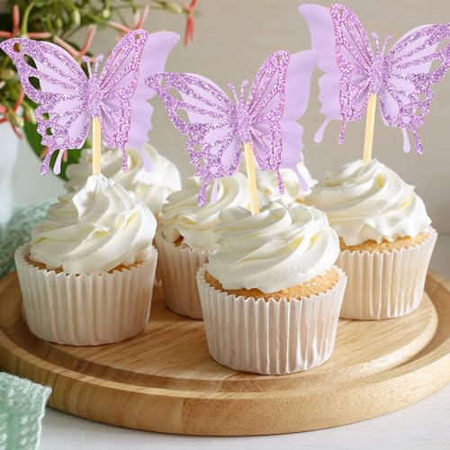 48 Pcs Butterfly Cupcake Toppers 3D (48 Count)