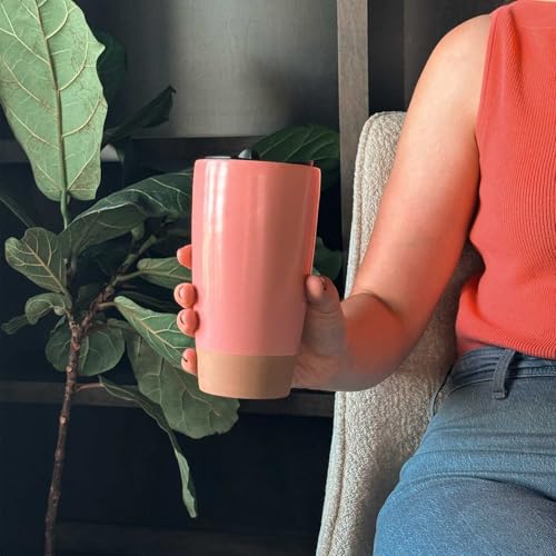 Double Wall Ceramic Coffee Travel Mug with Lid