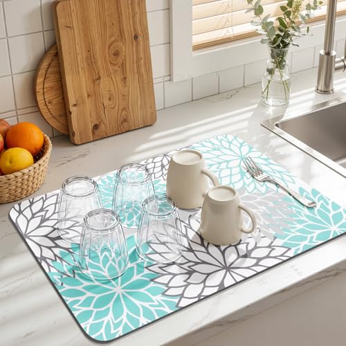 2PCS 16" x 24" Dish Drying Mat & 24" x 5.5" Sink Splash Guard