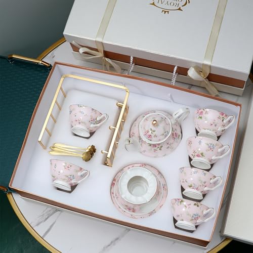 floral porcelain coffee cups set for 6 people