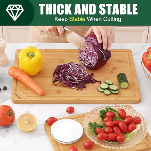 Organic Bamboo Cutting Boards Set for Kitchen Set of 2 (2 Count)