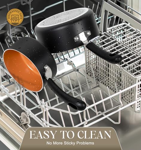 Ceramic Saucepan Set 1.5QT & 2QT & 3QT Nonstick Sauce Pans (3 Count)