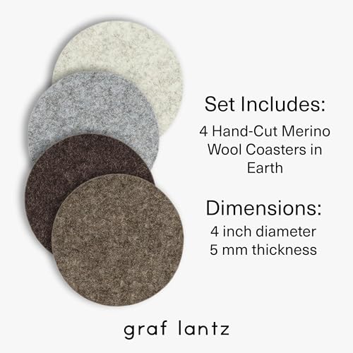 Bierfilzl Merino Wool Round Coasters Set of 4 (4 Count)