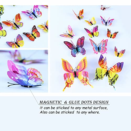 3D Butterfly Wall Decor Butterfly Decorations Stickers with Magnets (48 Count)